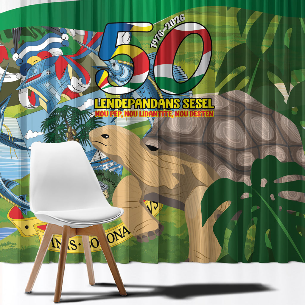 Seychelles National Day Window Curtain 50 Years Anniversary Lendepandans Sesel