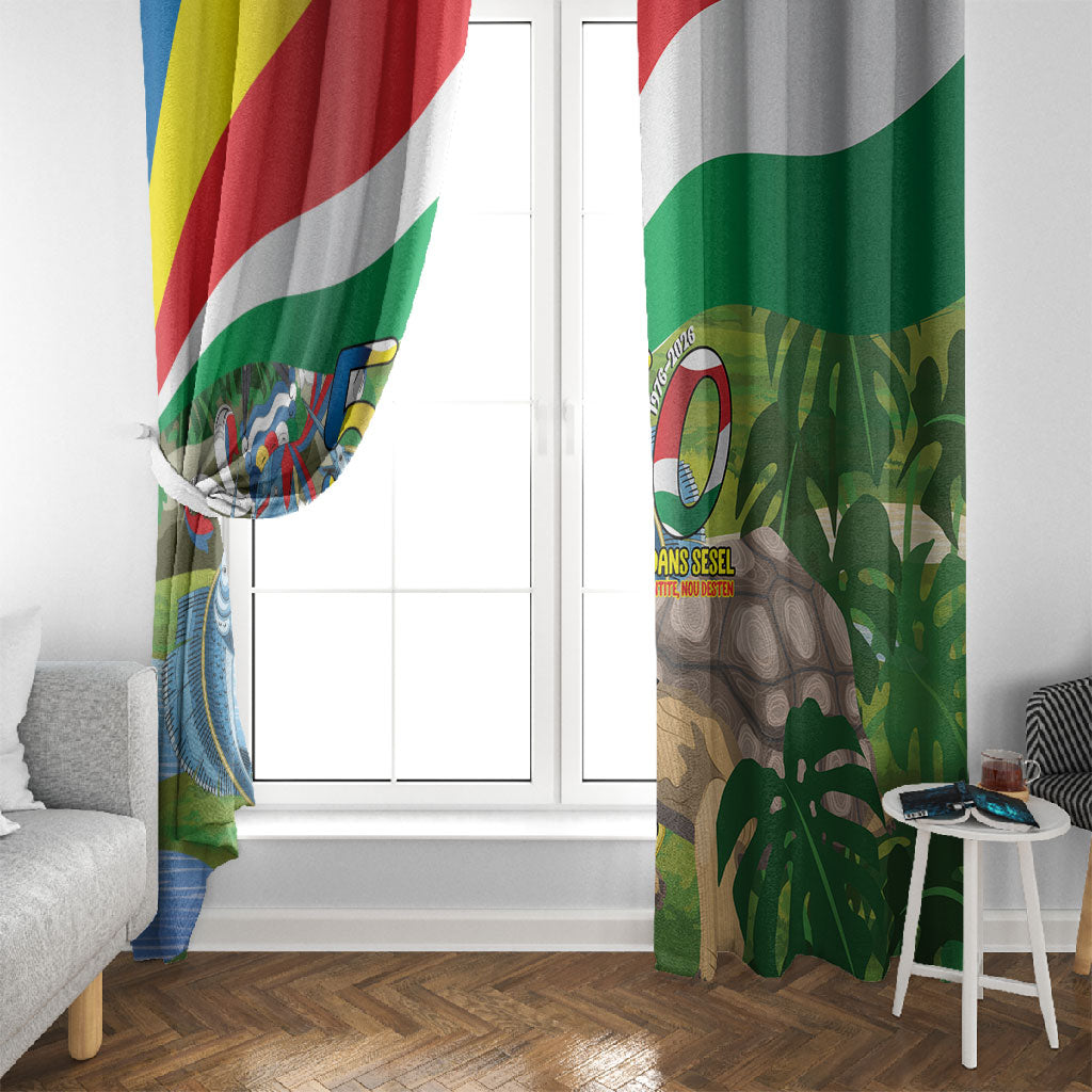 Seychelles National Day Window Curtain 50 Years Anniversary Lendepandans Sesel
