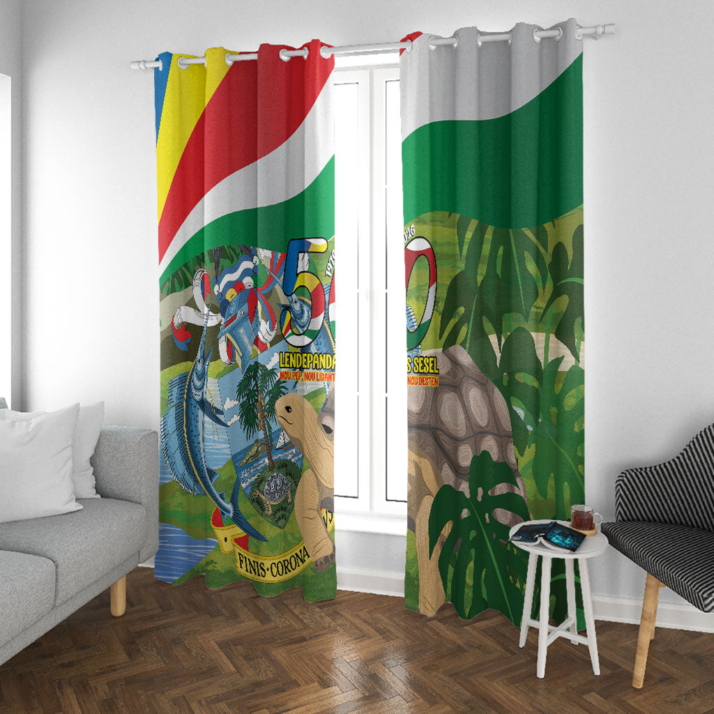 Seychelles National Day Window Curtain 50 Years Anniversary Lendepandans Sesel
