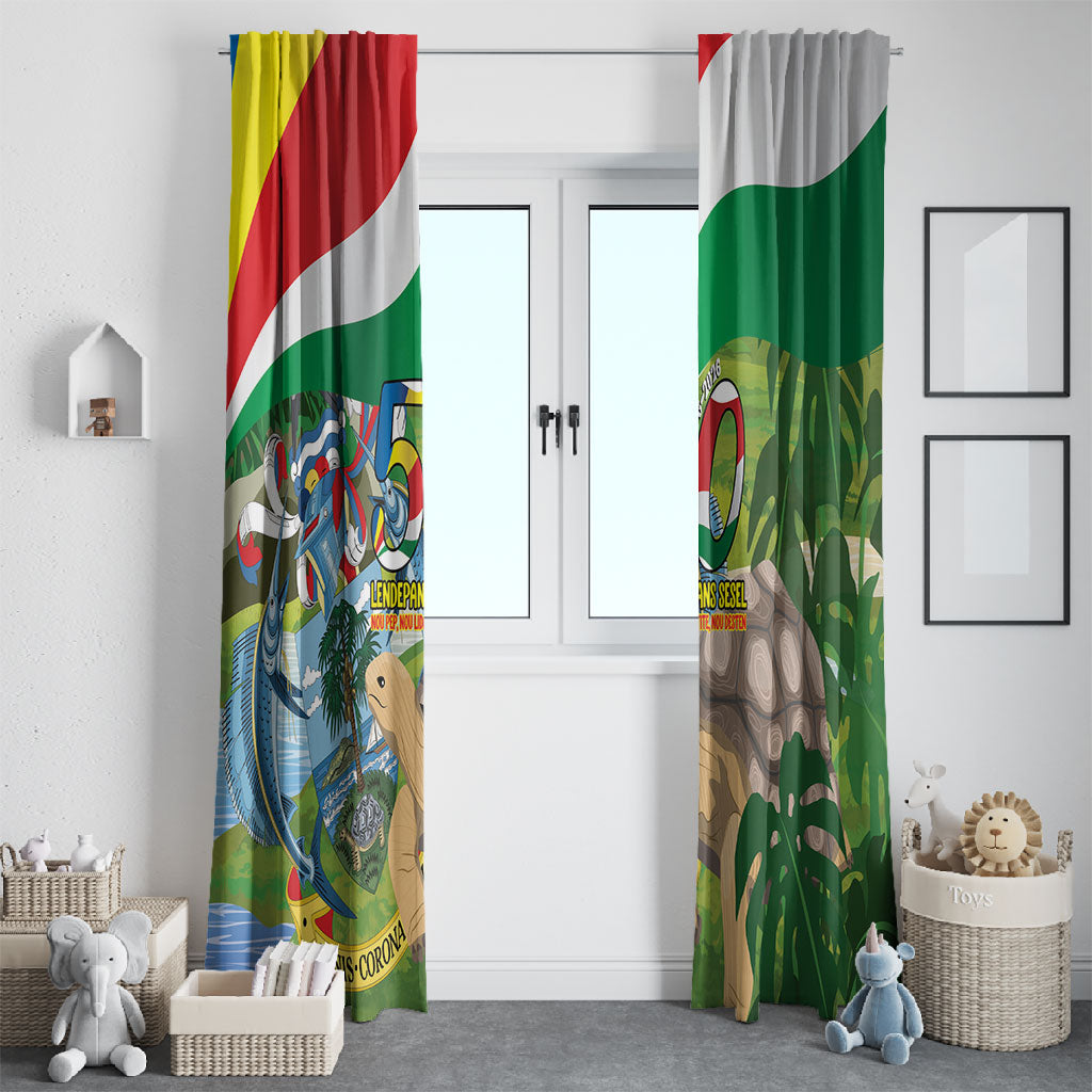Seychelles National Day Window Curtain 50 Years Anniversary Lendepandans Sesel