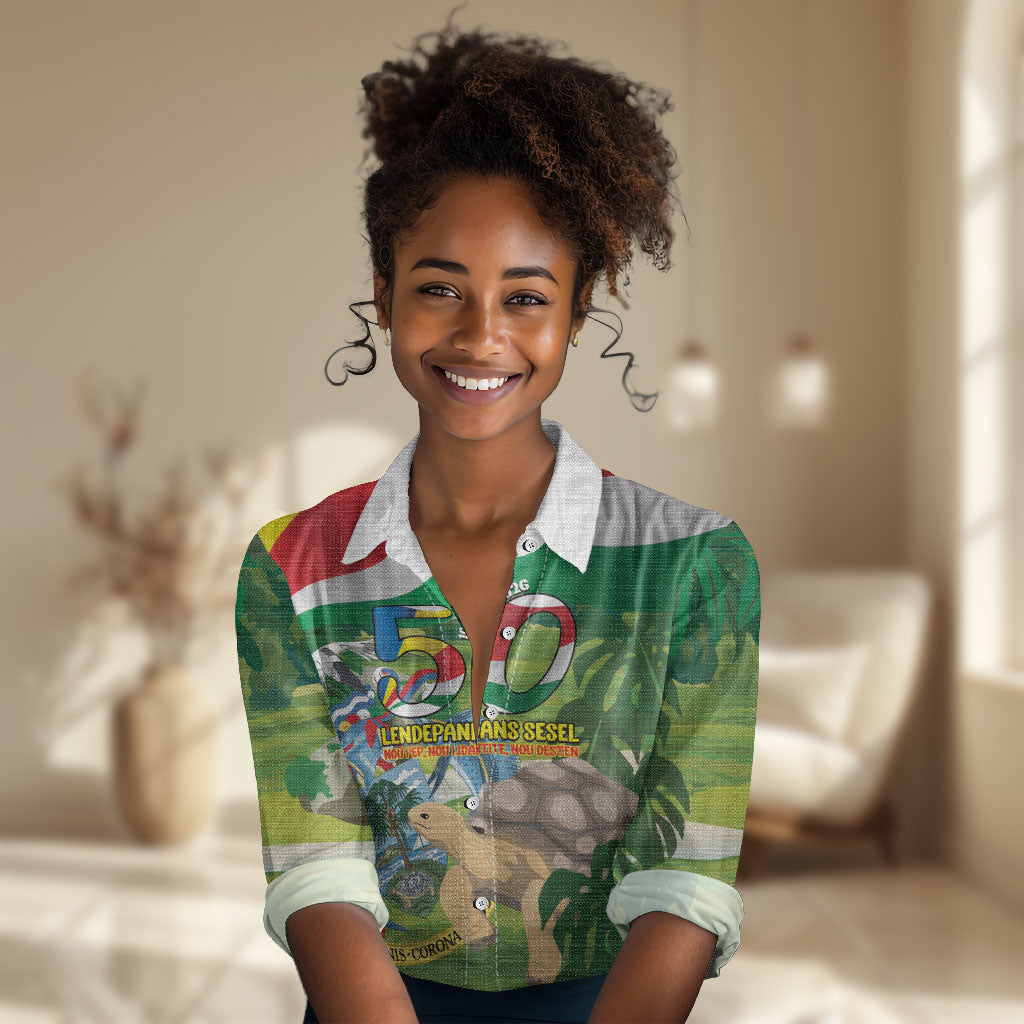 Seychelles National Day Personalized Women Casual Shirt 50 Years Anniversary Lendepandans Sesel