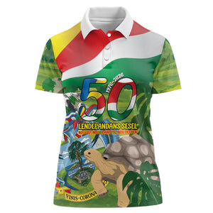 Seychelles National Day Personalized Women Polo Shirt 50 Years Anniversary Lendepandans Sesel