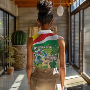 Seychelles National Day Personalized Women Sleeveless Polo Shirt 50 Years Anniversary Lendepandans Sesel