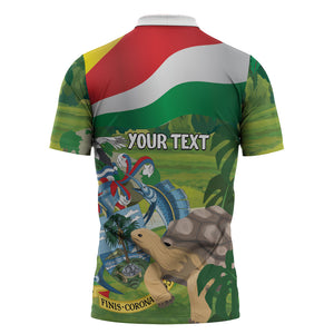 Seychelles National Day Personalized Zipper Polo Shirt 50 Years Anniversary Lendepandans Sesel