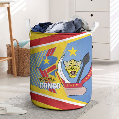 DR Congo Independence Day Laundry Basket Congo-Kinshasa Coat Of Arms Style