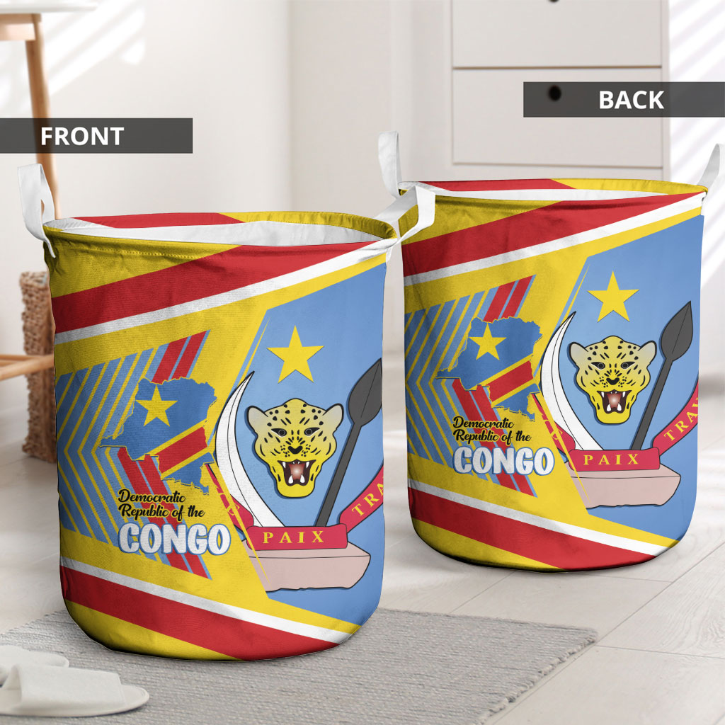 DR Congo Independence Day Laundry Basket Congo-Kinshasa Coat Of Arms Style