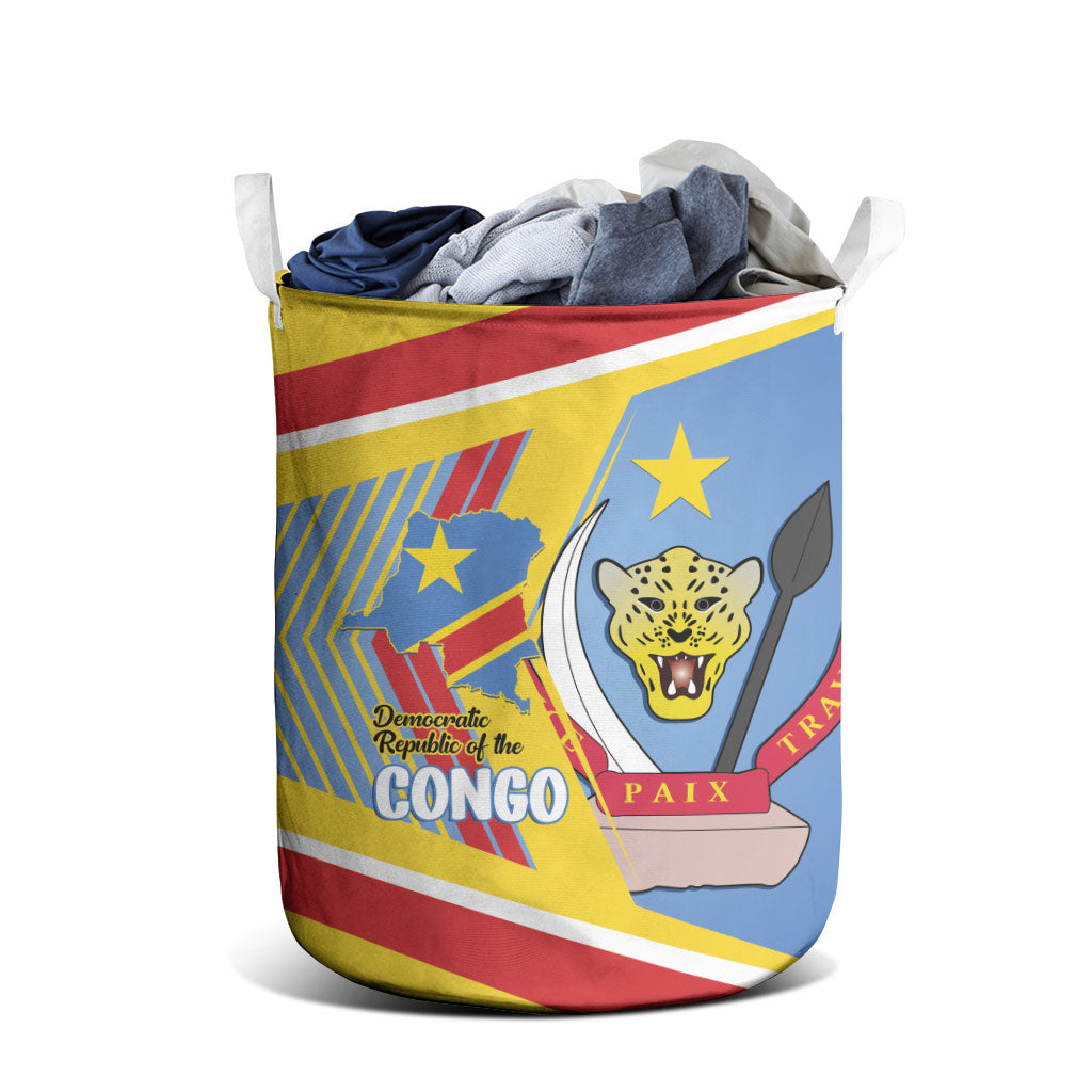 DR Congo Independence Day Laundry Basket Congo-Kinshasa Coat Of Arms Style