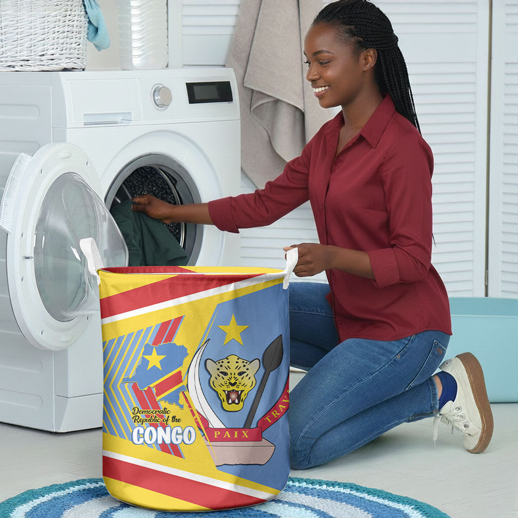 DR Congo Independence Day Laundry Basket Congo-Kinshasa Coat Of Arms Style