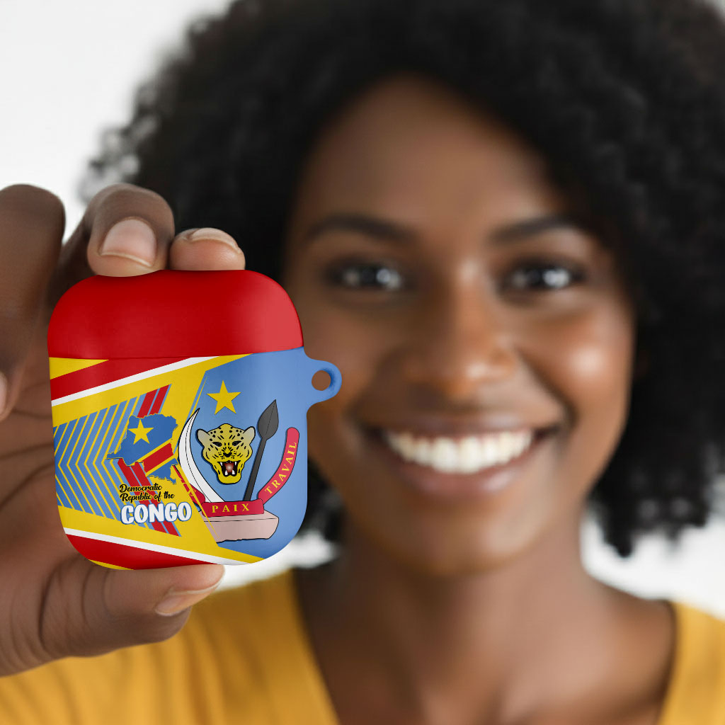 DR Congo Independence Day AirPods Case Congo-Kinshasa Coat Of Arms Style