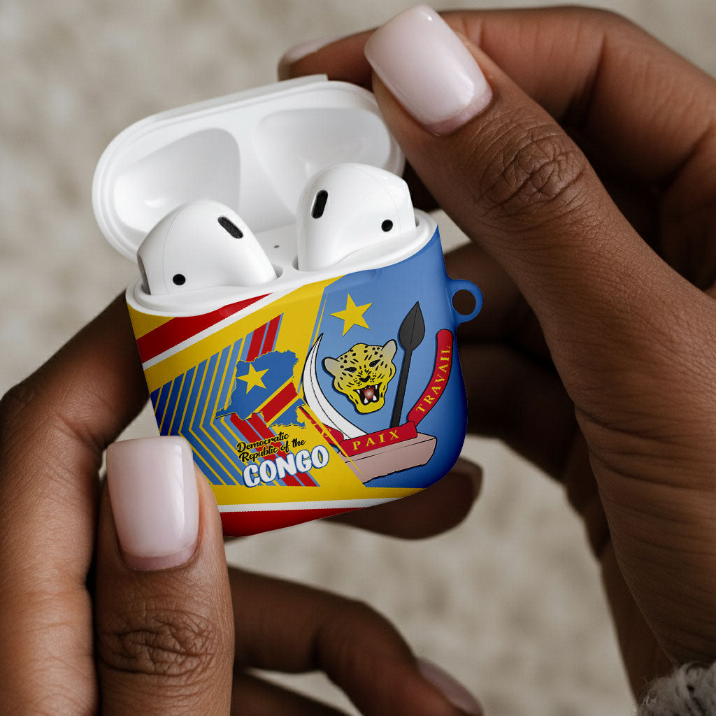 DR Congo Independence Day AirPods Case Congo-Kinshasa Coat Of Arms Style