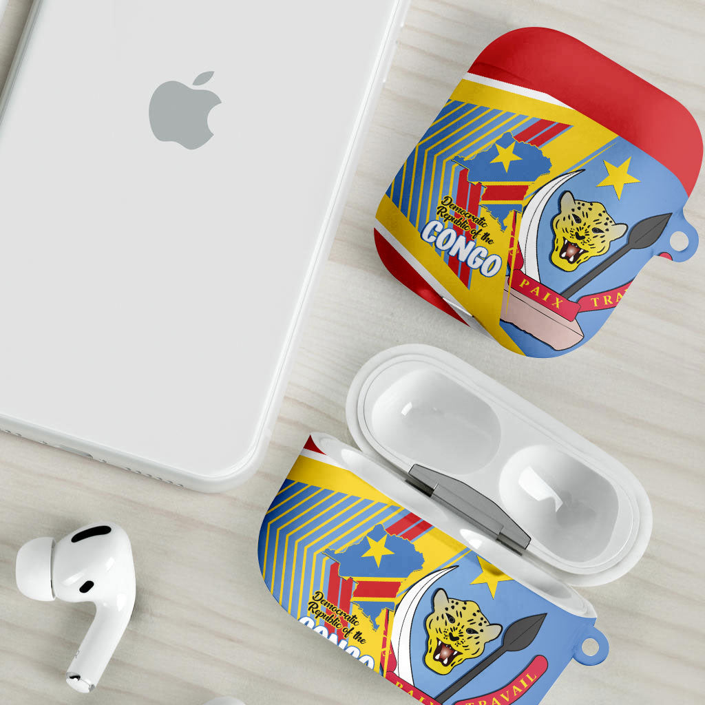 DR Congo Independence Day AirPods Case Congo-Kinshasa Coat Of Arms Style