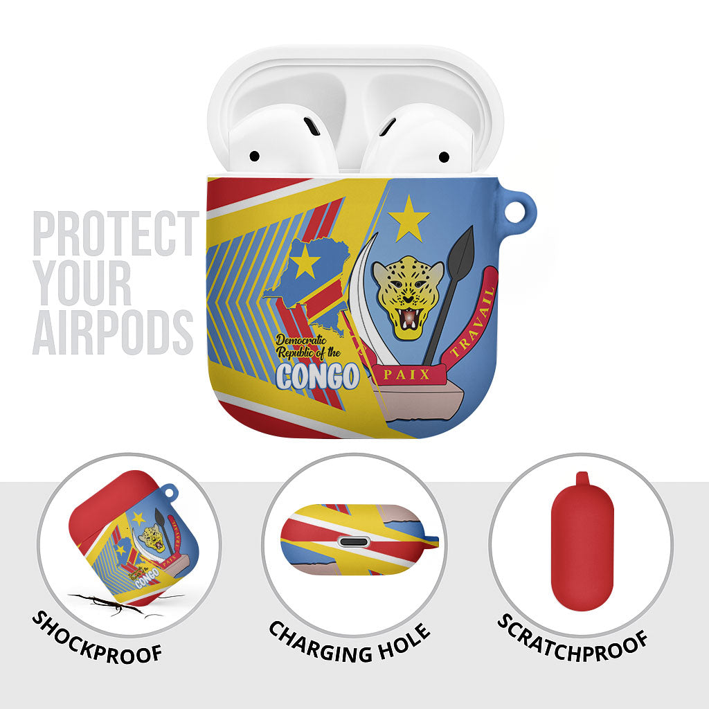 DR Congo Independence Day AirPods Case Congo-Kinshasa Coat Of Arms Style