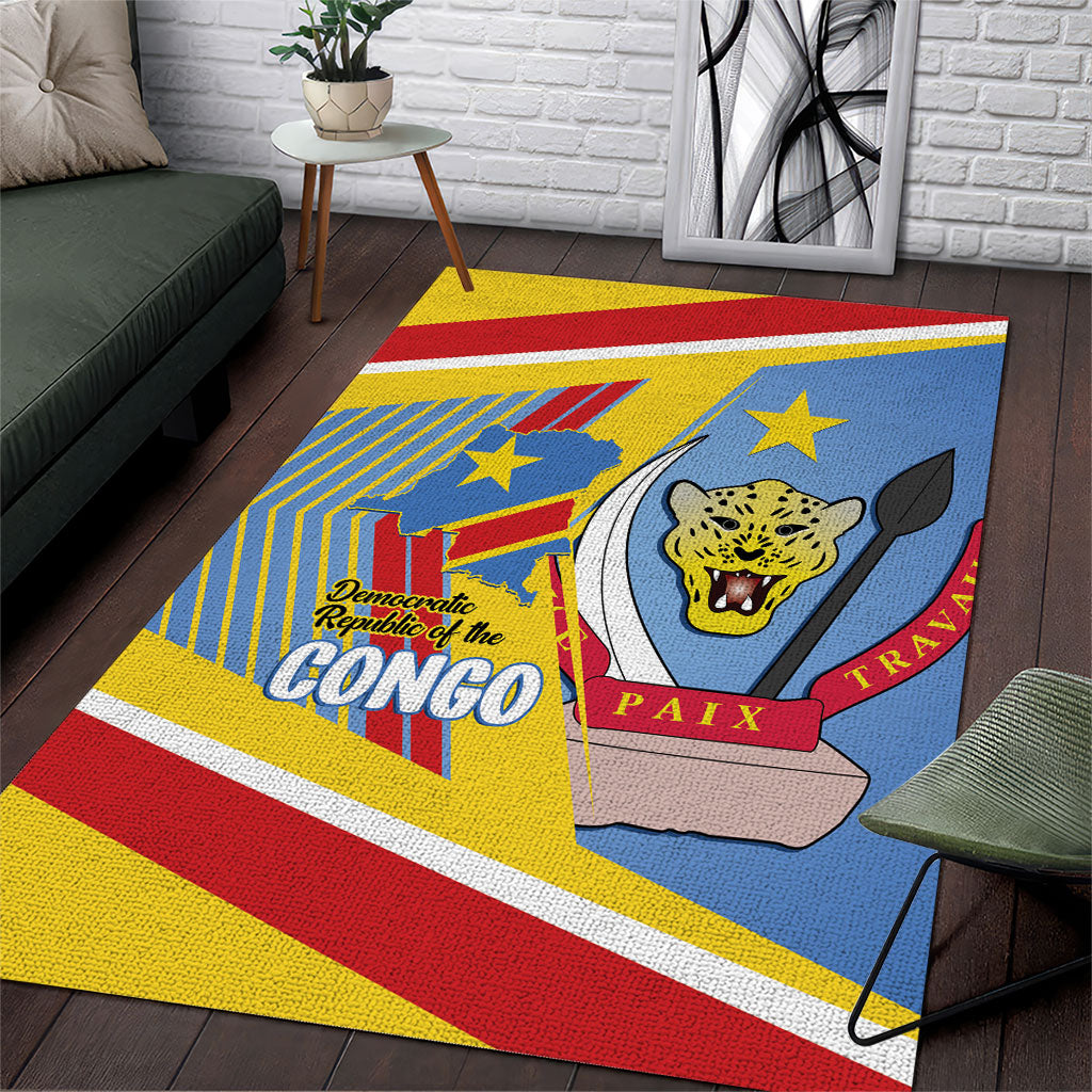 DR Congo Independence Day Area Rug Congo-Kinshasa Coat Of Arms Style