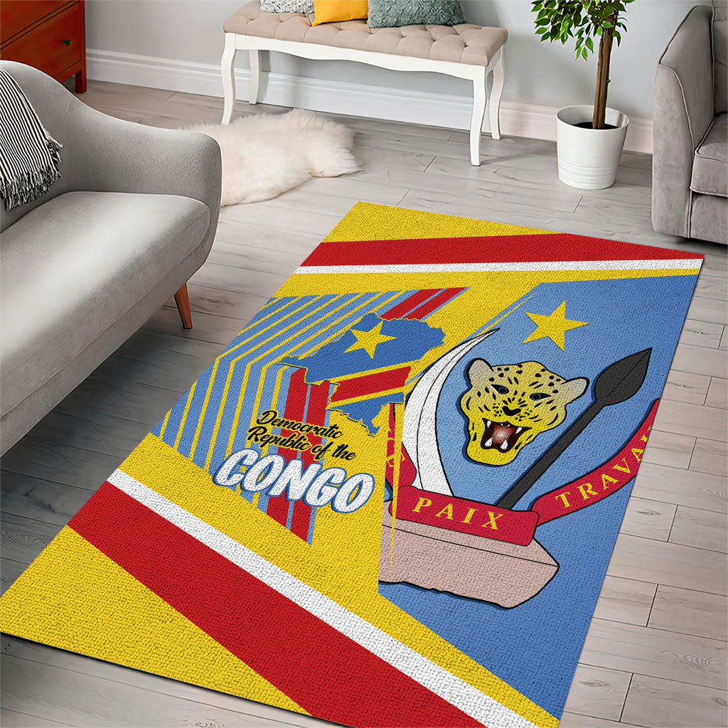 DR Congo Independence Day Area Rug Congo-Kinshasa Coat Of Arms Style