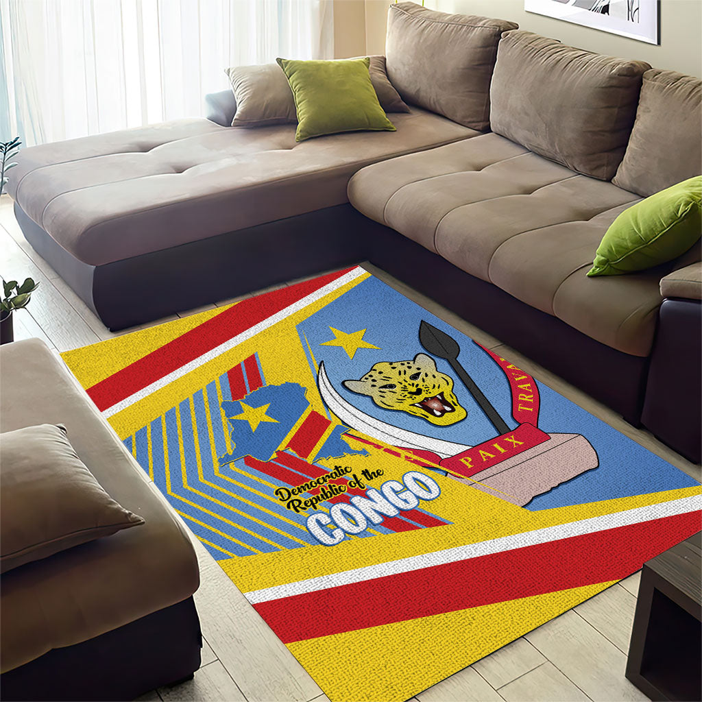 DR Congo Independence Day Area Rug Congo-Kinshasa Coat Of Arms Style