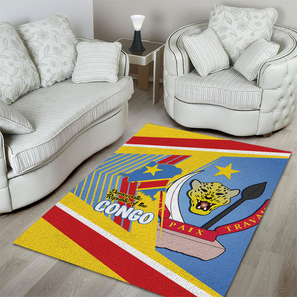 DR Congo Independence Day Area Rug Congo-Kinshasa Coat Of Arms Style