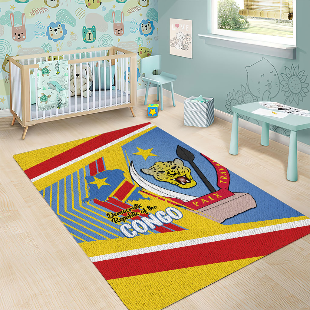 DR Congo Independence Day Area Rug Congo-Kinshasa Coat Of Arms Style