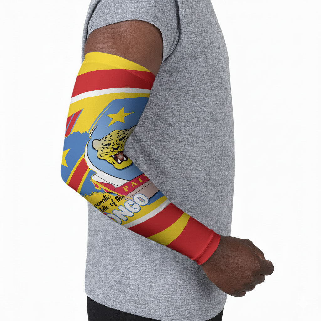 DR Congo Independence Day Personalized Arm Sleeves Congo-Kinshasa Coat Of Arms Style