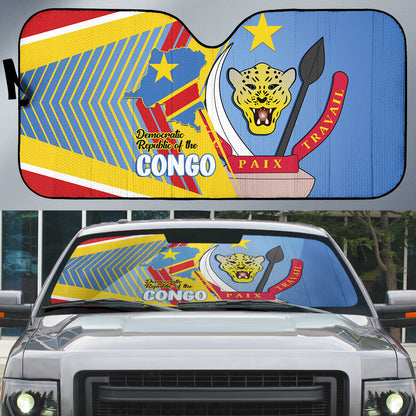 DR Congo Independence Day Auto Sun Shade Congo-Kinshasa Coat Of Arms Style