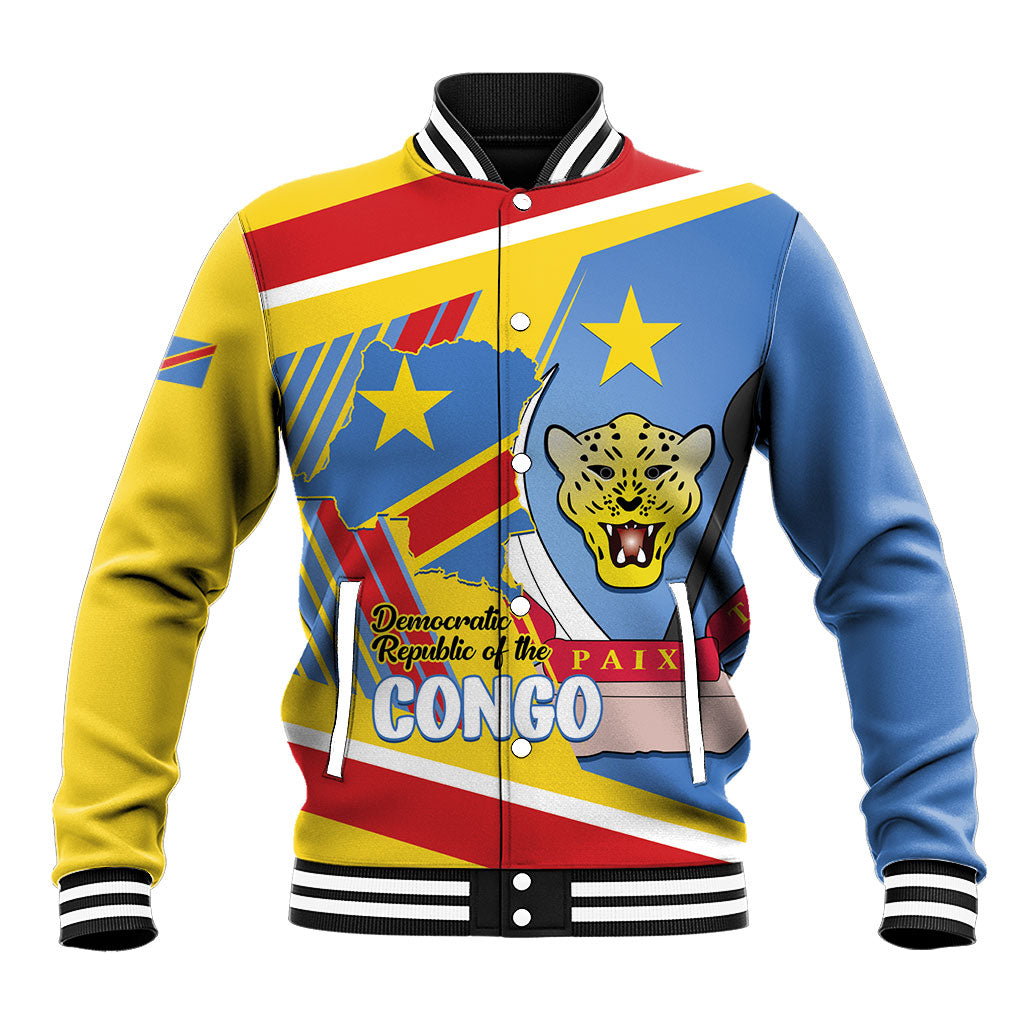 DR Congo Independence Day Personalized Baseball Jacket Congo-Kinshasa Coat Of Arms Style