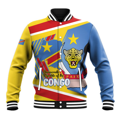 DR Congo Independence Day Personalized Baseball Jacket Congo-Kinshasa Coat Of Arms Style