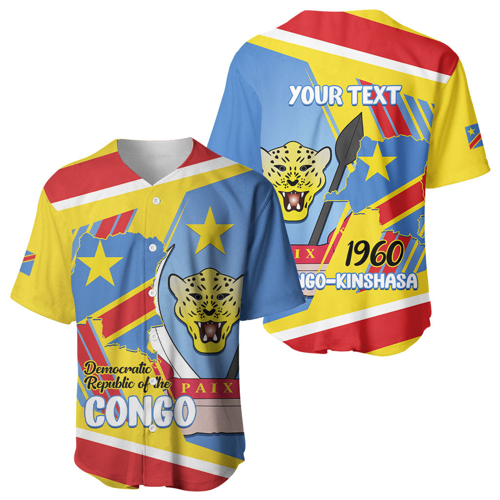 DR Congo Independence Day Personalized Baseball Jersey Congo-Kinshasa Coat Of Arms Style