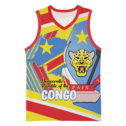 DR Congo Independence Day Personalized Basketball Jersey Congo-Kinshasa Coat Of Arms Style
