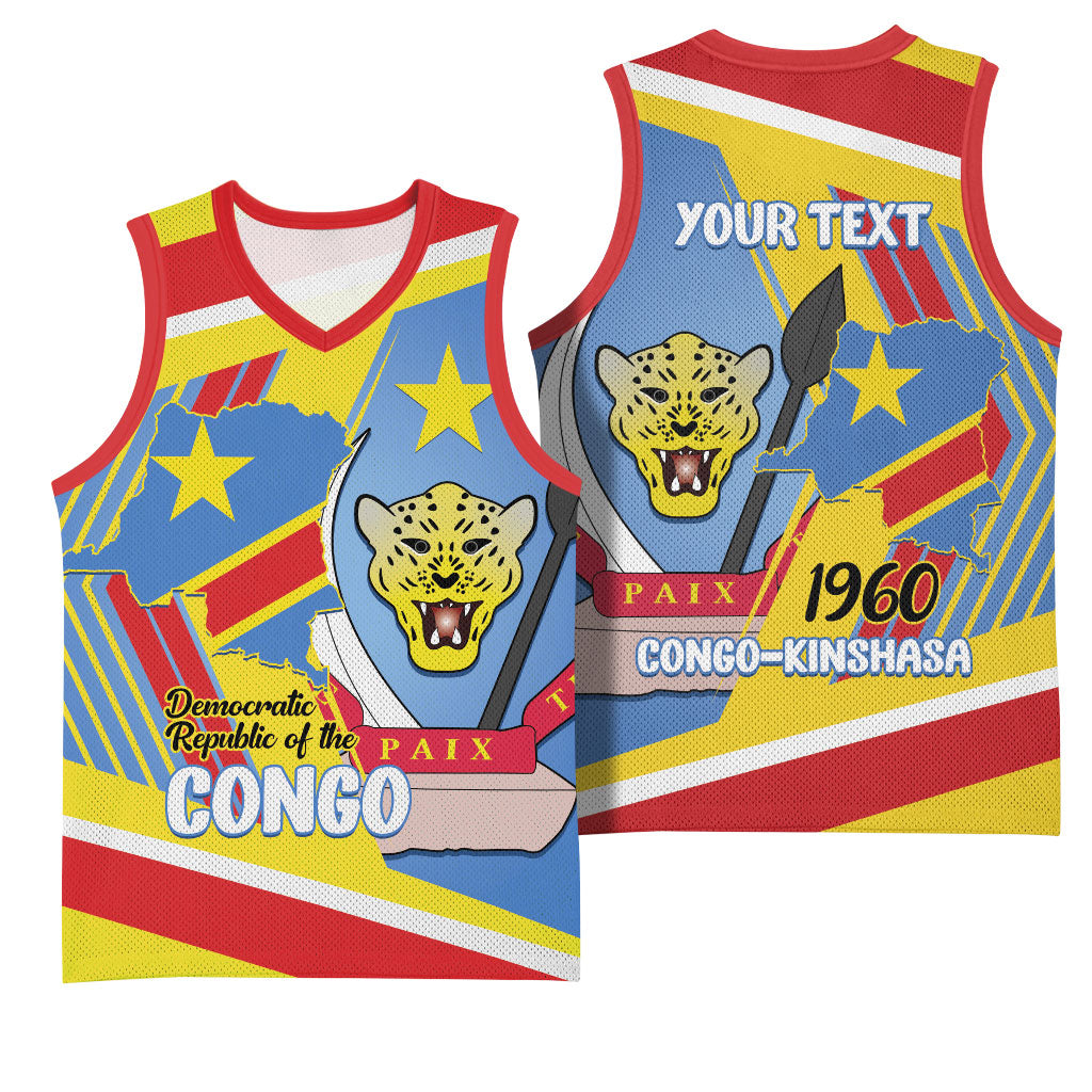 DR Congo Independence Day Personalized Basketball Jersey Congo-Kinshasa Coat Of Arms Style