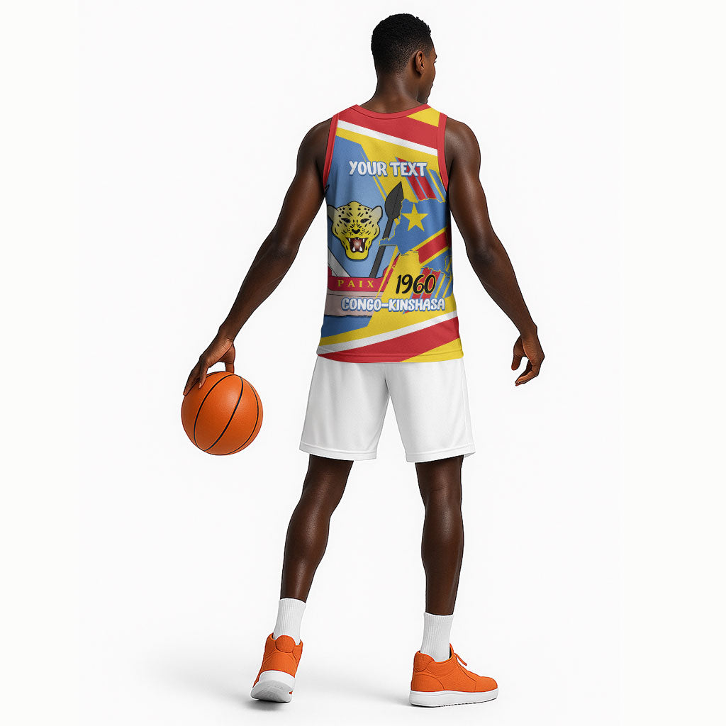 DR Congo Independence Day Personalized Basketball Jersey Congo-Kinshasa Coat Of Arms Style