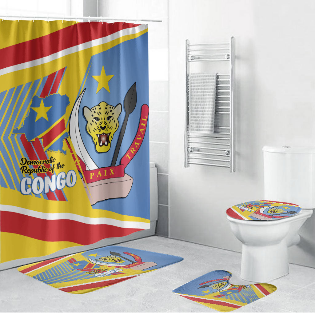 DR Congo Independence Day Bathroom Set Congo-Kinshasa Coat Of Arms Style