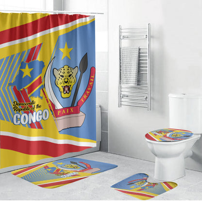 DR Congo Independence Day Bathroom Set Congo-Kinshasa Coat Of Arms Style