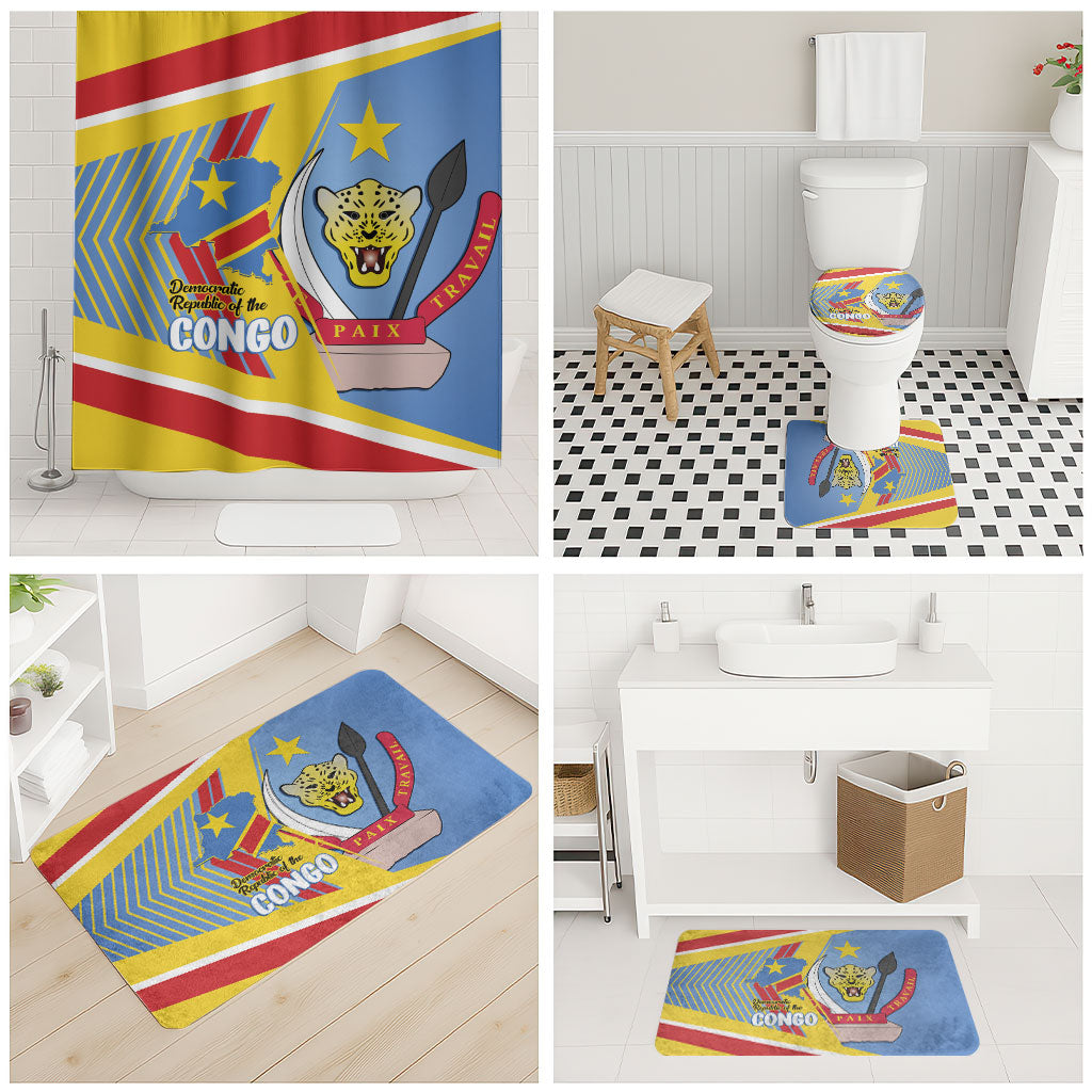 DR Congo Independence Day Bathroom Set Congo-Kinshasa Coat Of Arms Style
