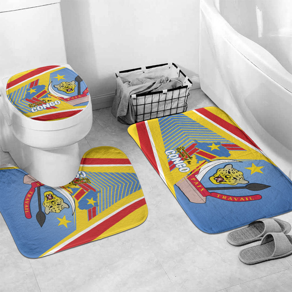 DR Congo Independence Day Bathroom Set Congo-Kinshasa Coat Of Arms Style