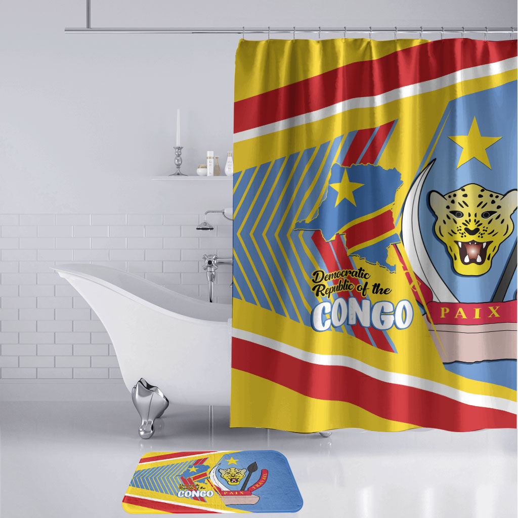 DR Congo Independence Day Bathroom Set Congo-Kinshasa Coat Of Arms Style