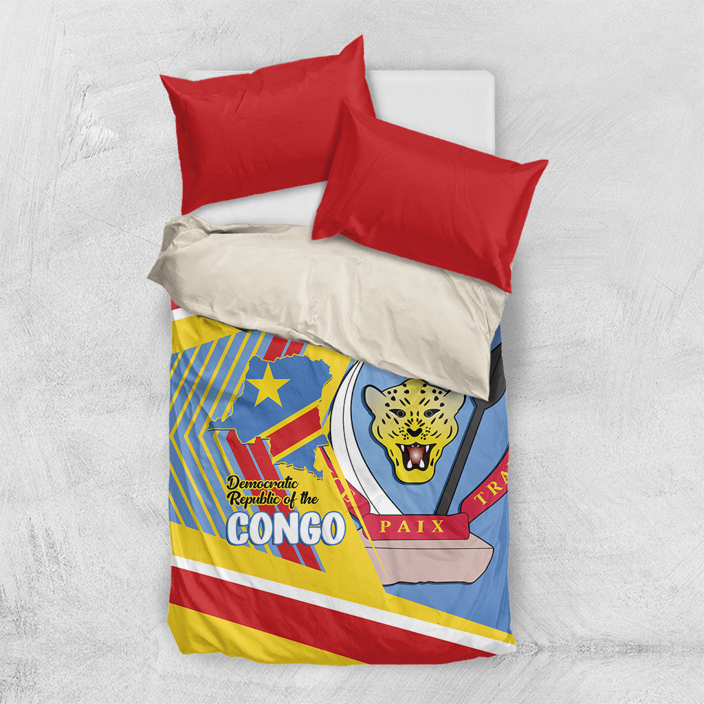 DR Congo Independence Day Bedding Set Congo-Kinshasa Coat Of Arms Style