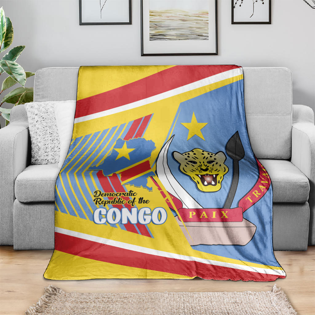 DR Congo Independence Day Blanket Congo-Kinshasa Coat Of Arms Style