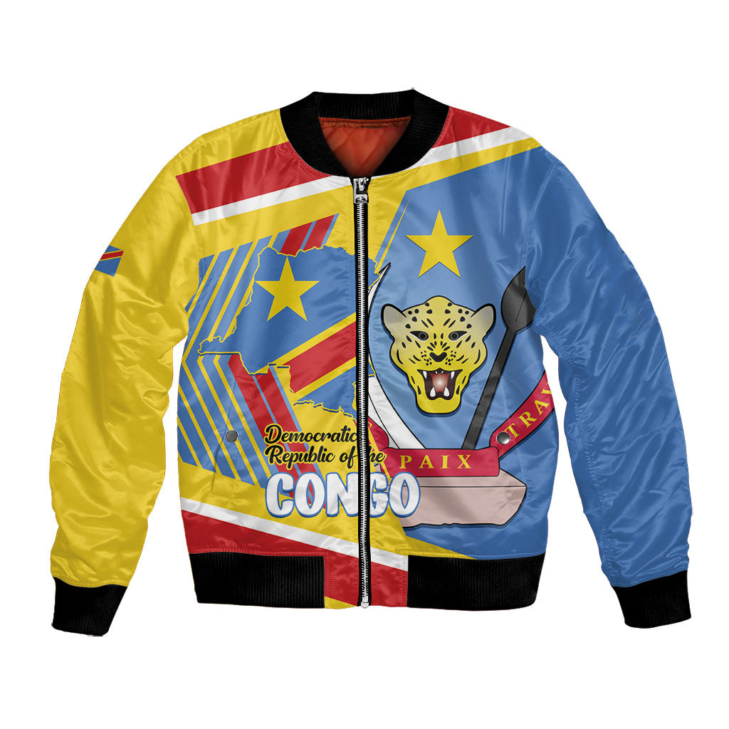 DR Congo Independence Day Personalized Bomber Jacket Congo-Kinshasa Coat Of Arms Style