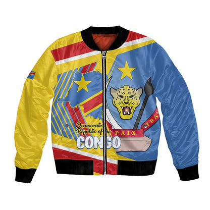 DR Congo Independence Day Personalized Bomber Jacket Congo-Kinshasa Coat Of Arms Style
