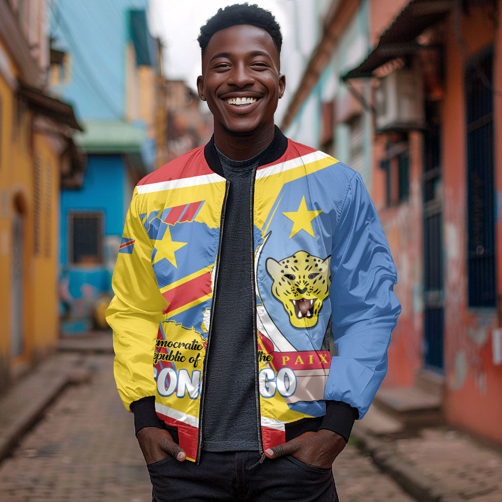DR Congo Independence Day Personalized Bomber Jacket Congo-Kinshasa Coat Of Arms Style