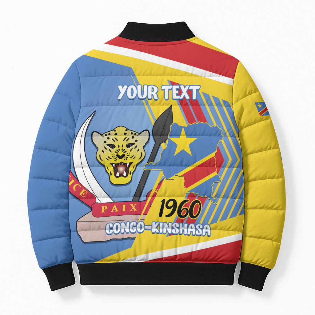 DR Congo Independence Day Personalized Bomber Puffer Jacket Congo-Kinshasa Coat Of Arms Style