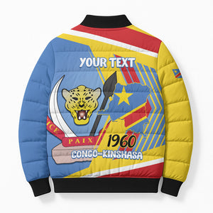 DR Congo Independence Day Personalized Bomber Puffer Jacket Congo-Kinshasa Coat Of Arms Style