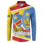 DR Congo Independence Day Personalized Button Sweatshirt Congo-Kinshasa Coat Of Arms Style