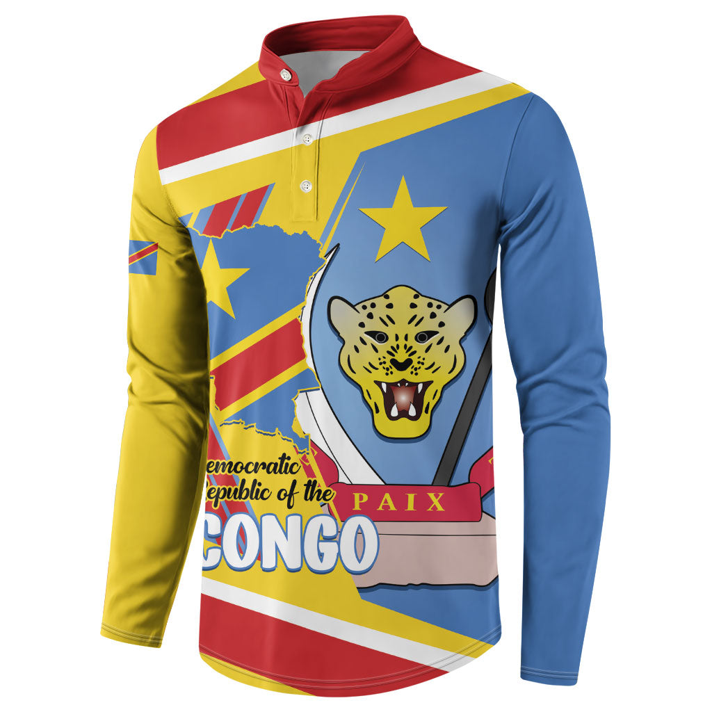 DR Congo Independence Day Personalized Button Sweatshirt Congo-Kinshasa Coat Of Arms Style