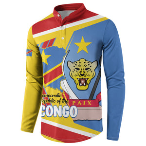 DR Congo Independence Day Personalized Button Sweatshirt Congo-Kinshasa Coat Of Arms Style