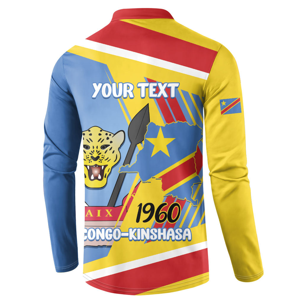 DR Congo Independence Day Personalized Button Sweatshirt Congo-Kinshasa Coat Of Arms Style