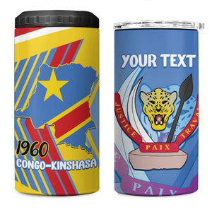 DR Congo Independence Day Personalized 4 in 1 Can Cooler Tumbler Congo-Kinshasa Coat Of Arms Style