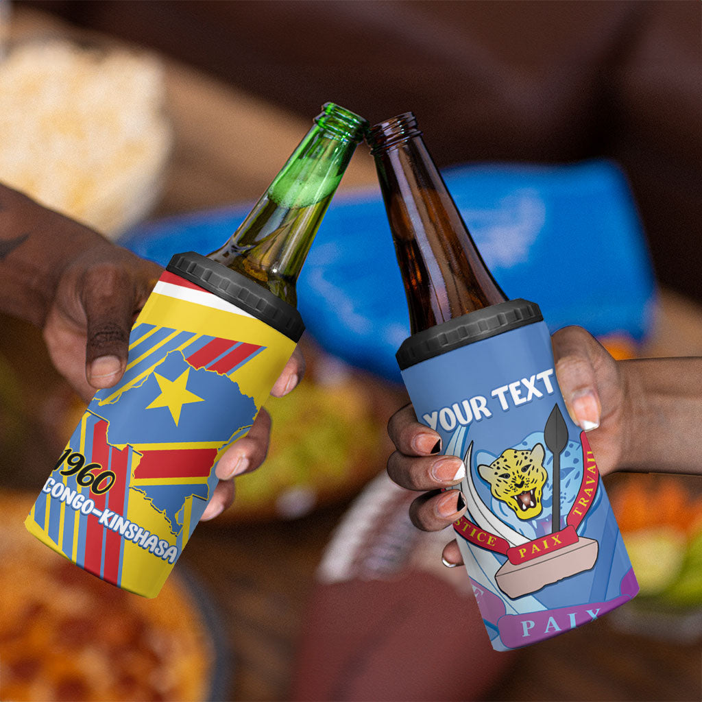 DR Congo Independence Day Personalized 4 in 1 Can Cooler Tumbler Congo-Kinshasa Coat Of Arms Style