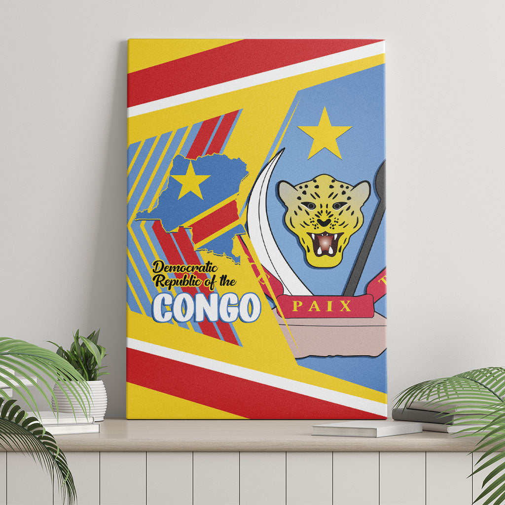 DR Congo Independence Day Canvas Wall Art Congo-Kinshasa Coat Of Arms Style