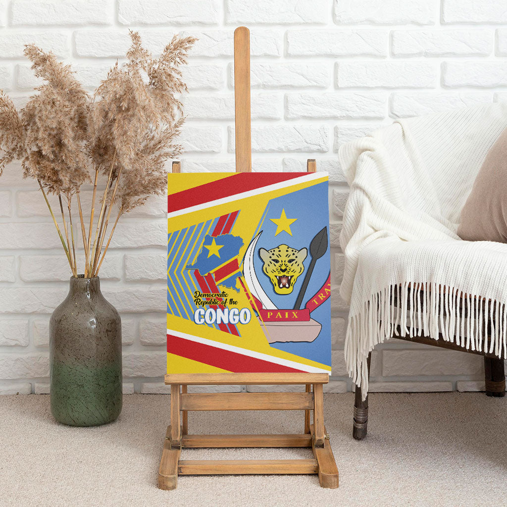 DR Congo Independence Day Canvas Wall Art Congo-Kinshasa Coat Of Arms Style