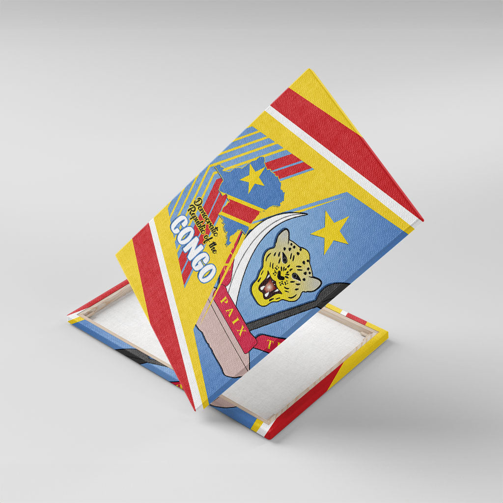 DR Congo Independence Day Canvas Wall Art Congo-Kinshasa Coat Of Arms Style